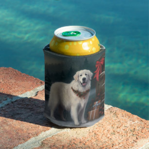 Porta-lata Cão Great Pyrenees na neve de Natal