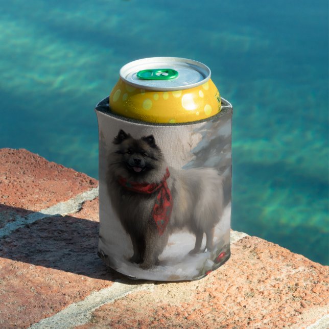 Porta-lata Cão Keeshond na Neve Natal (Piscina in situ)