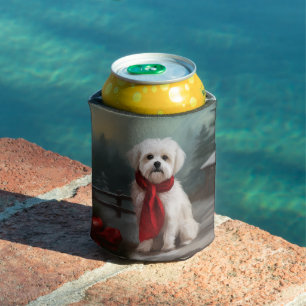 Porta-lata Cão Maltês na Neve Natal