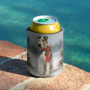 Porta-lata Cão Wirefox Terrier na Neve Natal