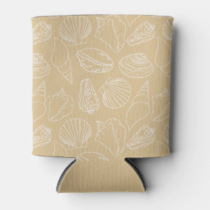 Porta-lata Capa de Garrafa Conchas de Areia Desenhadas à Mão