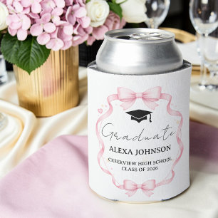 Porta-lata Capa de Gradução da Turma de 2026 com Laço Rosa Gr