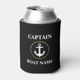 Porta-lata Capitão Náutico Nome do Barco Anchor Preto Dourado