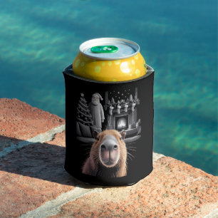 Porta-lata Capivara Engraçada Selfie com Papai Noel Capy Nata
