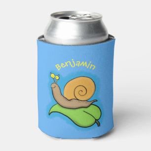 Porta-lata Caracol bonito e feliz numa ilustração de desenh