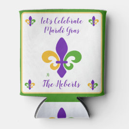 Porta-lata Carnaval Nome Verde Dourado Roxo Fleur de Lis