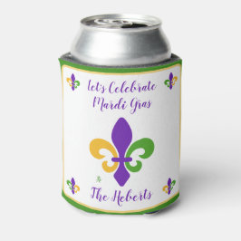 Porta-lata Carnaval Nome Verde Dourado Roxo Fleur de Lis