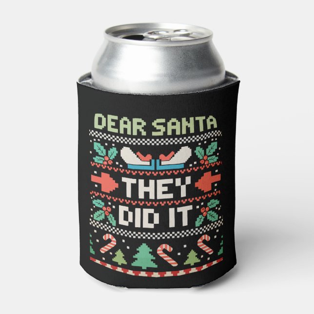Porta-lata Caro Papai Noel Eles Fizeram Isso Suéter Feio de F (Can Front)