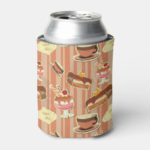 Porta-lata Cartão do vintage com uma sobremesa da morango