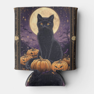 Porta-lata Cartão tarô temido do Halloween com gato preto