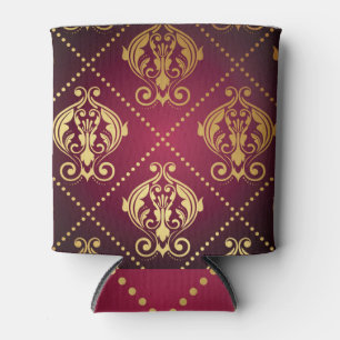 Porta-lata Carteira de Vintage do Ornament Dourado Maroon