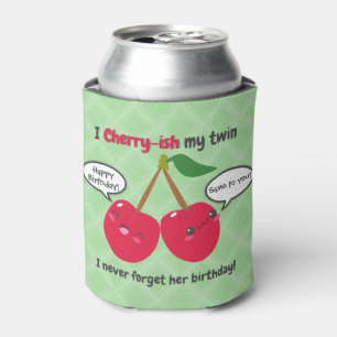 Porta-lata Cartografia bonitinha de aniversário dos gêmeos 