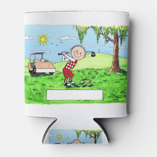 Porta-lata Cartoon de Golfe, Homem- Personalizado Amigo (Frente)