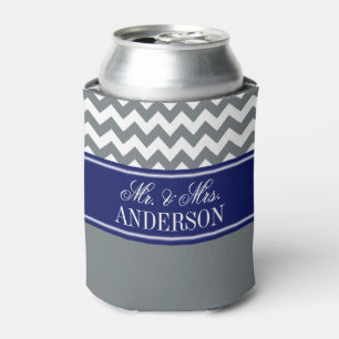 Porta-lata Carvão Wht Chevron CB Azul Marinho Monograma