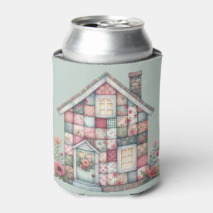 Porta-lata Casa Floral Cottagecore de Patchwork Falso