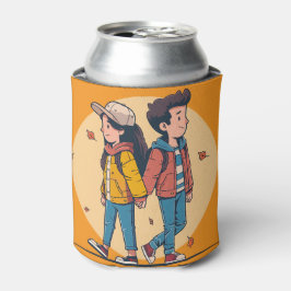 Porta-lata Casal com as mãos caminhando juntas no outono