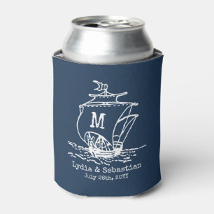 Porta-lata Casal de Casamento com Vintage Marinho Azul