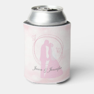 Porta-lata Casal Romântico de Casamento Rosa Sonho