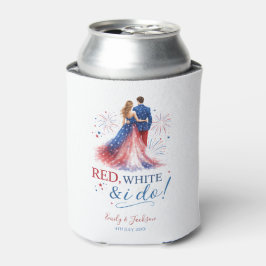 Porta-lata Casamento Americano Vermelho Branco e Eu Faço