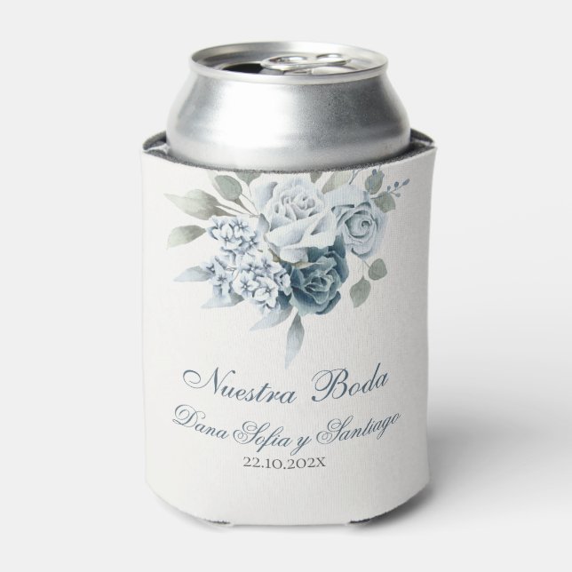 Porta-lata Casamento Azul Floral Espanhol (Can Front)