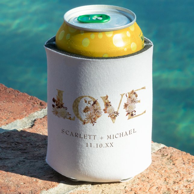 Porta-lata Casamento Botânico (Love Botanical Autumn  Wedding Can Cooler by Painted Paperie
)