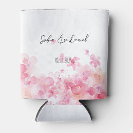 Porta-lata Casamento branco de flores silvestres cor-de-rosa