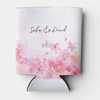 Porta-lata Casamento branco de flores silvestres cor-de-rosa