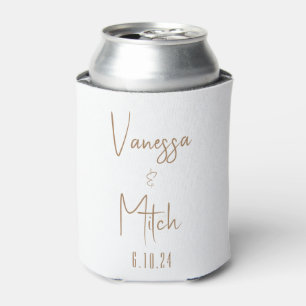 Porta-lata Casamento branco dourado personalizado
