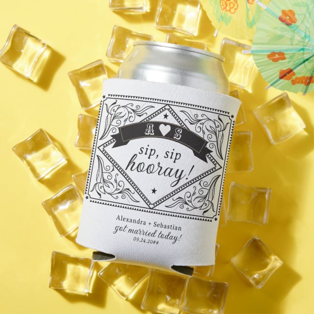 Porta-lata Casamento Branco Floral Negro Floral Russo Ocident (Verão in situ)