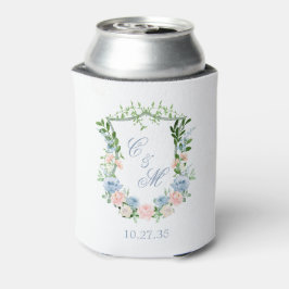 Porta-lata Casamento com Crista Floral Azul Empoeirado