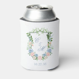 Porta-lata Casamento com Crista Floral Azul Empoeirado