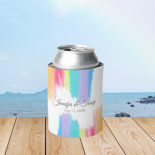 Porta-lata Casamento com Gay de Arco-Íris de Aquarela Elegan