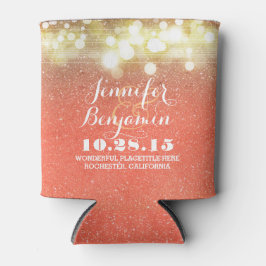 Porta-lata Casamento com Luzes de Palha Douradas e de Pêssego