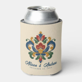 Porta-lata Casamento com Rosemaling Norueguesa