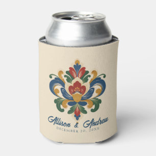 Porta-lata Casamento com Rosemaling Norueguesa