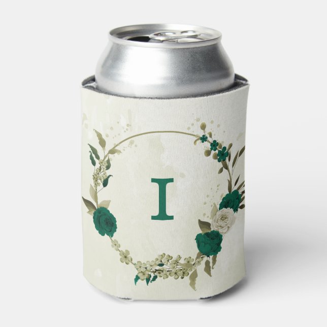Porta-lata casamento das flores verdes esmeraldas (Can Front)