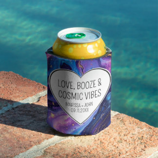 Porta-lata Casamento de Amor Personalizado, Booze e Vibes Cós