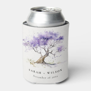 Porta-lata Casamento de Árvore Lilac Watercolor Jacaranda