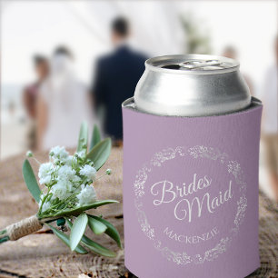 Porta-lata Casamento de Bridesmaid da Lavanda de renda pratea