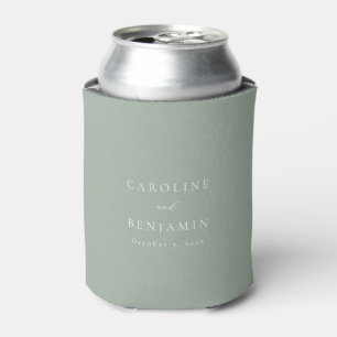 Porta-lata Casamento de Caligrafia em Verde Sage Minimalista 