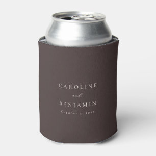 Porta-lata Casamento de Caligrafia Marrom de Outono Minimalis