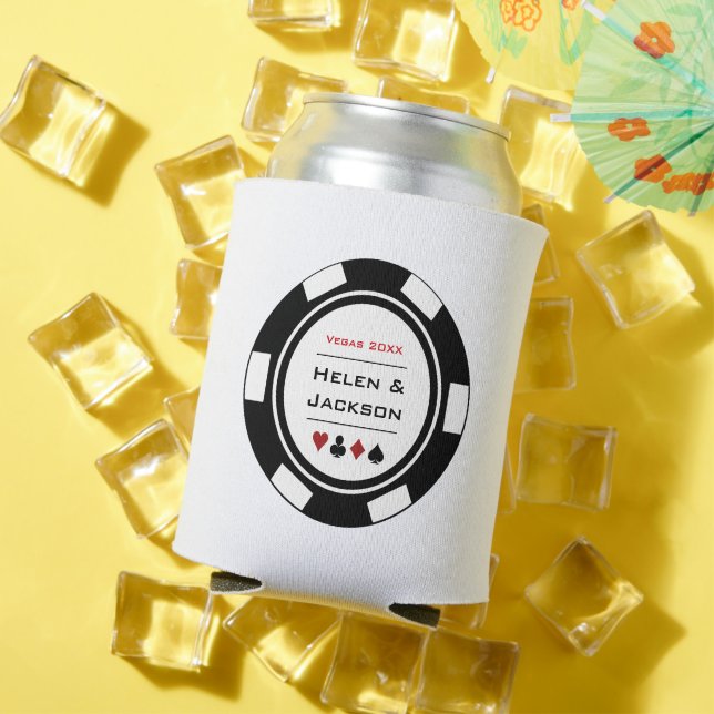 Porta-lata Casamento de Casino Poker Chip Black Vegas (Verão in situ)