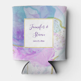 Porta-lata Casamento de cores roxas, verdes, cor-de-rosa