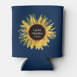 Porta-lata Casamento de Girassol Russo Azul Personalizado