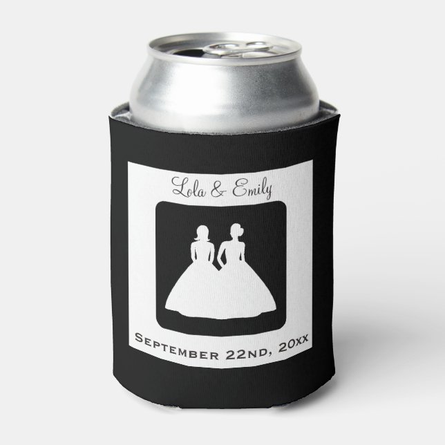 Porta-lata Casamento de Lésbicas Bride e Bride Silhouette (Can Front)