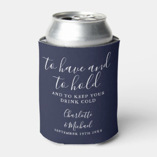 Porta-lata Casamento de Letra de Assinatura Azul-Marinho Mode