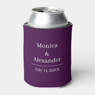 Porta-lata Casamento de Monograma Minimalista Moderno Roxo Am