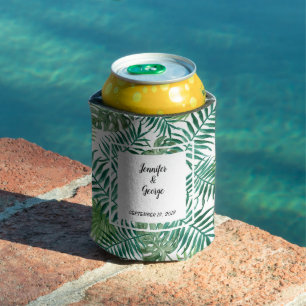 Porta-lata Casamento de noivas de folhas tropicais aquáticas