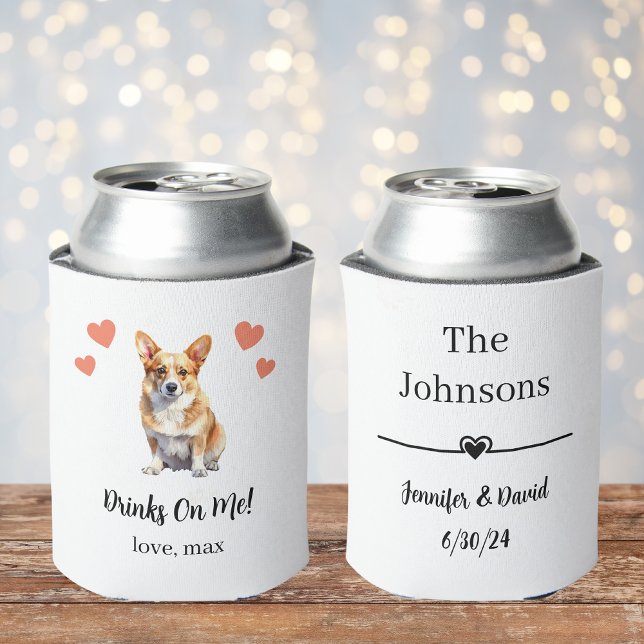 Porta-lata Casamento de Pet Personalizado de Corgi (Criador carregado)