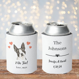 Porta-lata Casamento de Pet Personalizado em Boston Terrier p